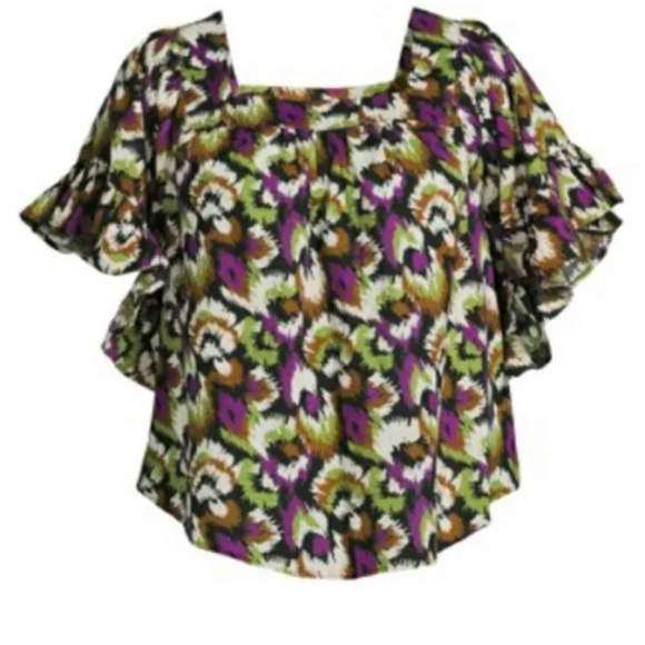 Terra & Sky Women's Plus Size Square Neck Peasant Top sz 4X - Picture 5 of 8